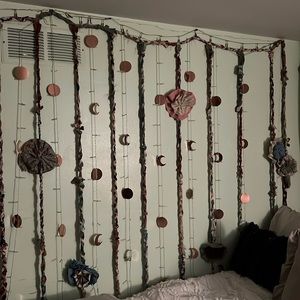 Handmade tapestry with curtain lights